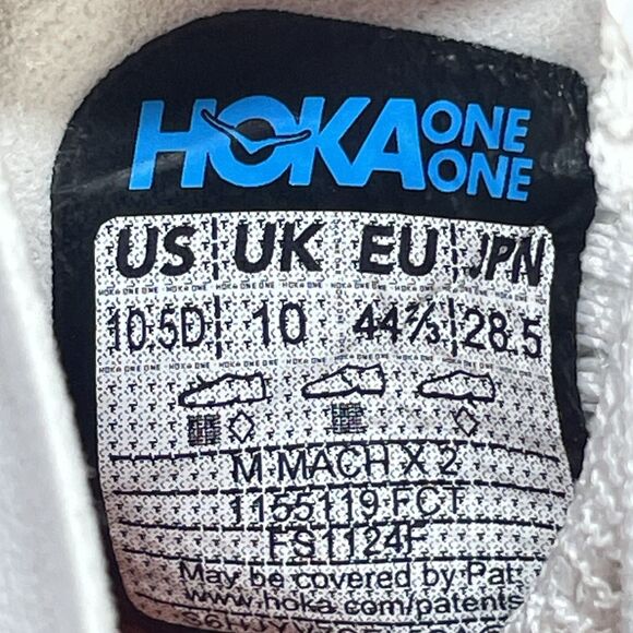 Hoka One One Mens Mach X 2 1155119 FCT White Running Shoes Sneakers Size 10.5 D - Picture 8 of 9